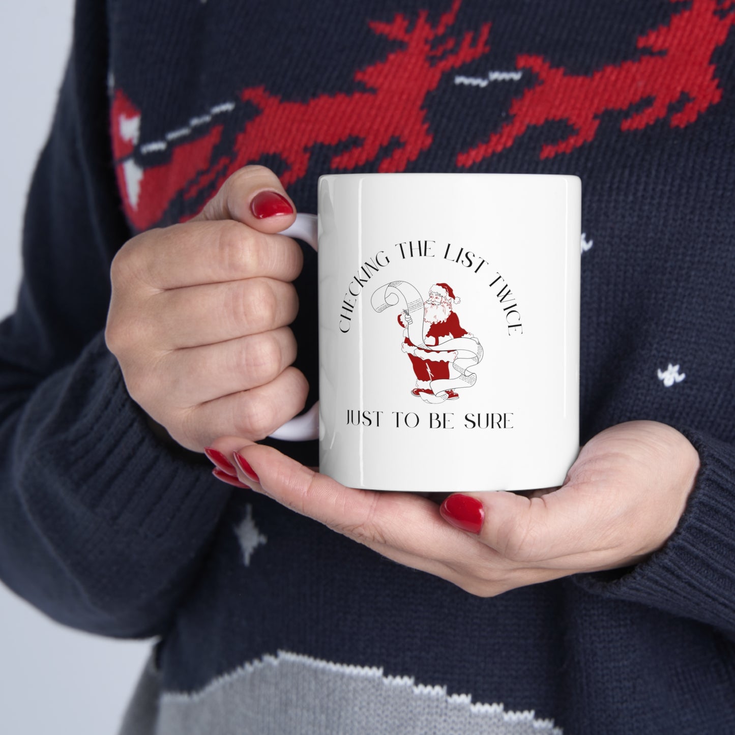 checking the list twice mug, enneagram merchandise, enneagram mug, enneagram christmas mug, enneagram type 6, enneagram christmas, christmas mug, coffee mug, enneagram gift